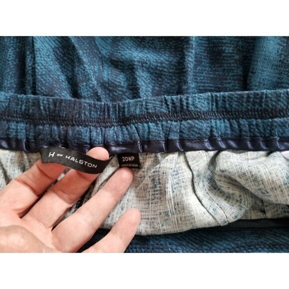 H by Halston Womens Petite Wide Leg Blue Patterned Rayon Crop Pants Sz 20WP - Picture 7 of 14